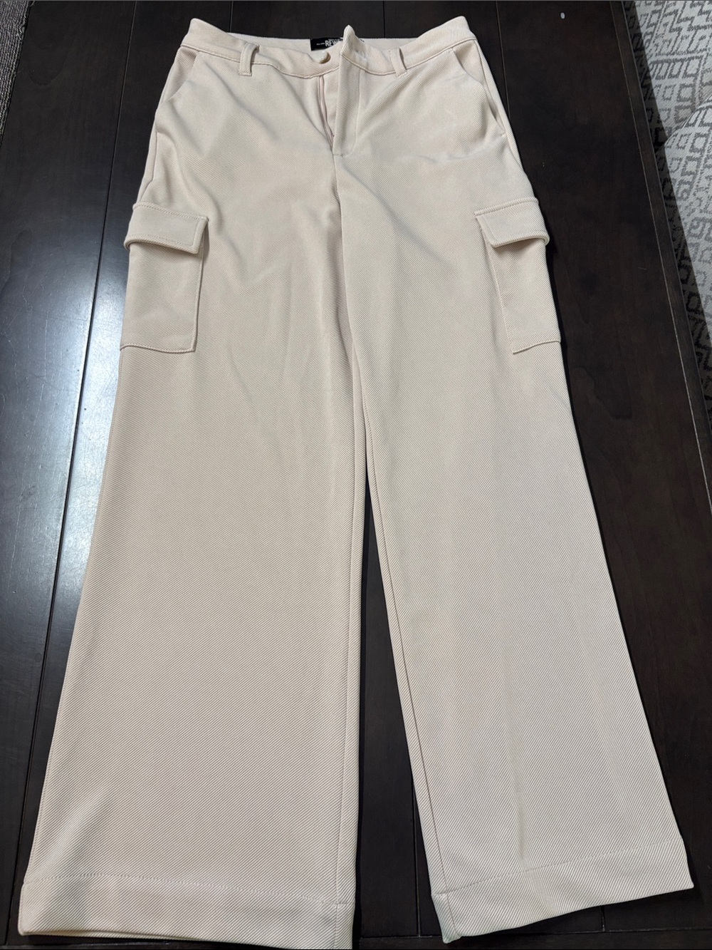 Rewash Cream Wide-Leg Cargo Trousers